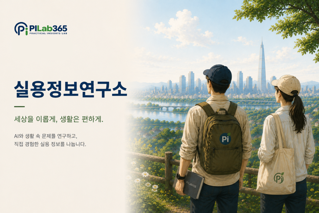실용정보연구소 PILab365를 상징하는 두 사람이 도시를 바라보는 모습